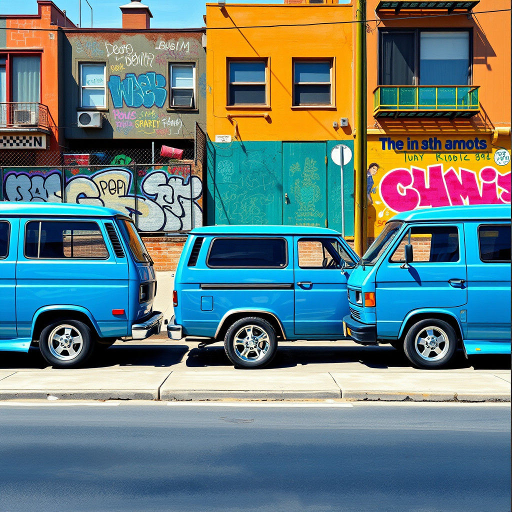 Blue Vans in Oakland, Urban Landscape Art