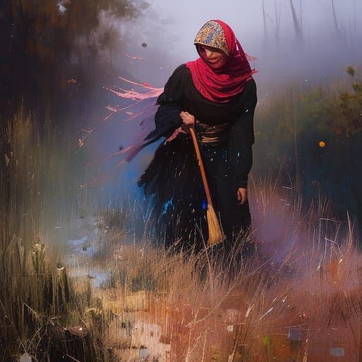 Peasant Woman Churning Butter in Speedpaint Style