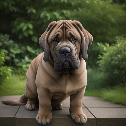 Majestic Mastiff Portrait in Garden Setting