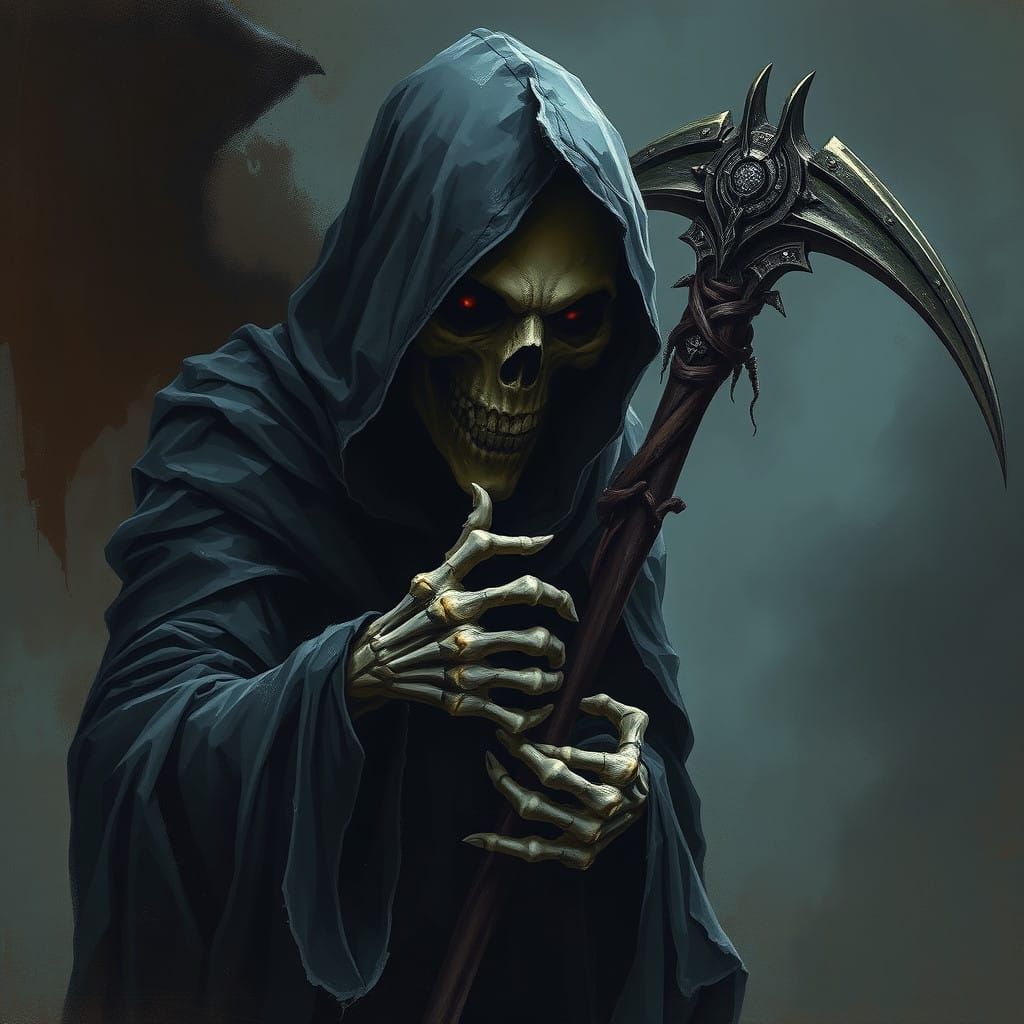 Dark Fantasy Grim Reaper in Tattered Cloak