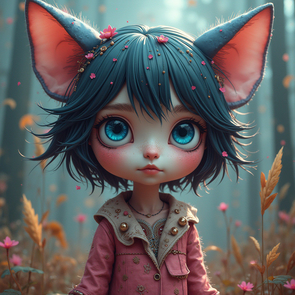 Fantasy Siamese Cat with Blue Eyes, Matte Painting