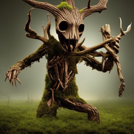 Angry Twig Golem in Dark Fantasy Swamp
