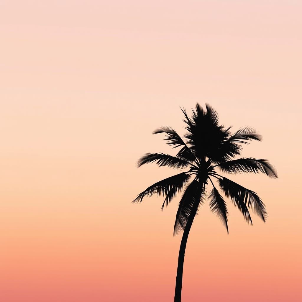 Minimalist Palm Tree Silhouette in Pastel Sunset