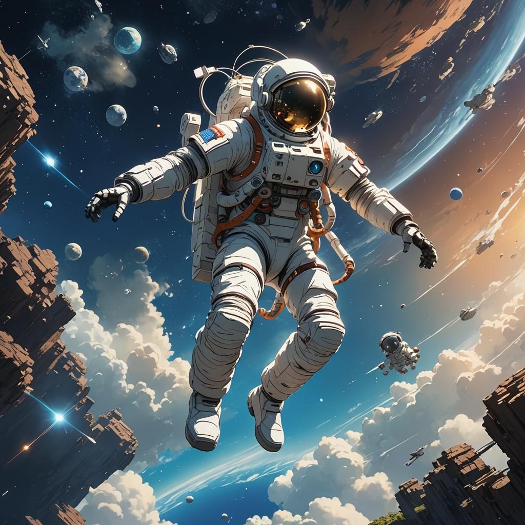 Astronaut in Space: Studio Ghibli Anime Style