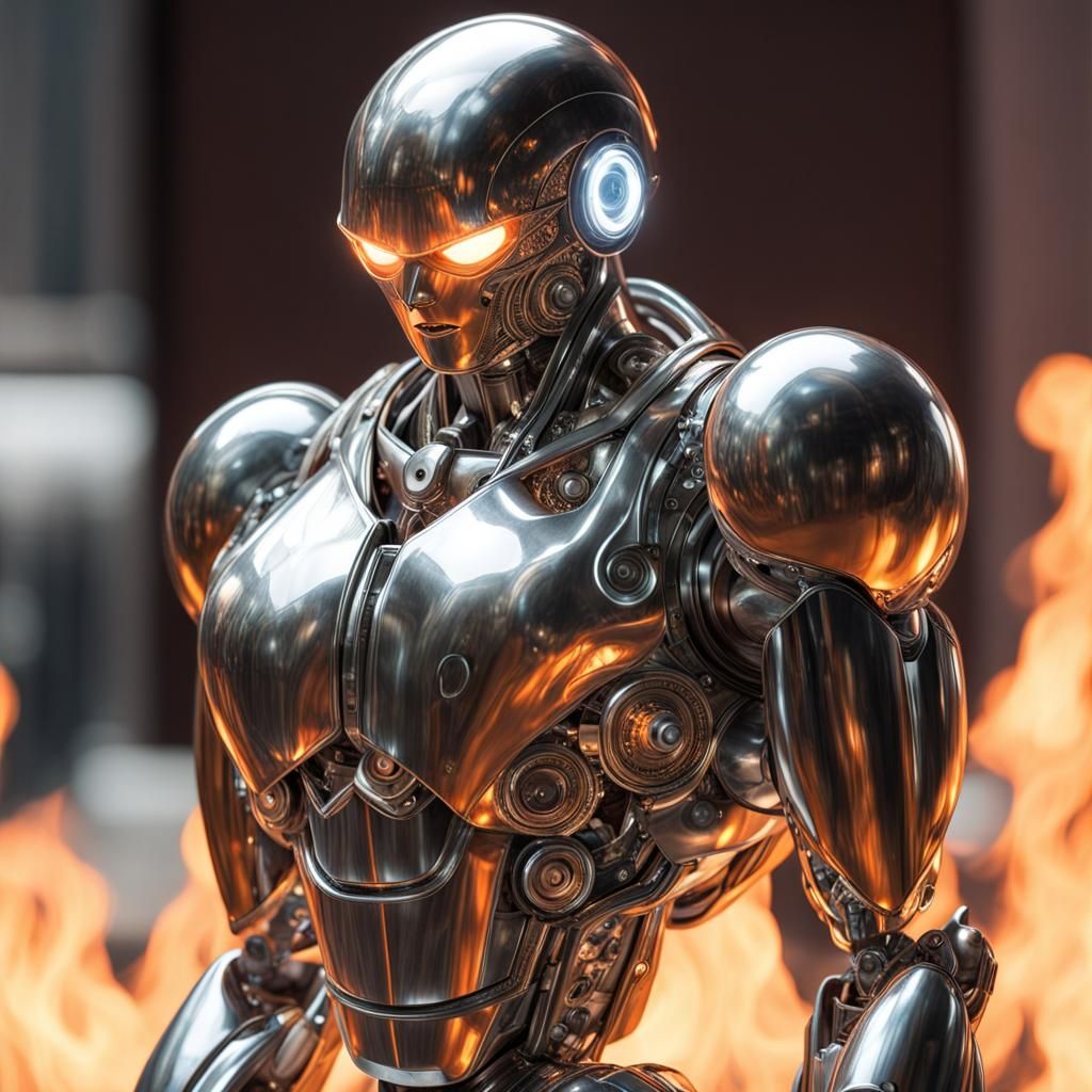 Android Reflecting Sunlight: Biomechanical Renaissance Art