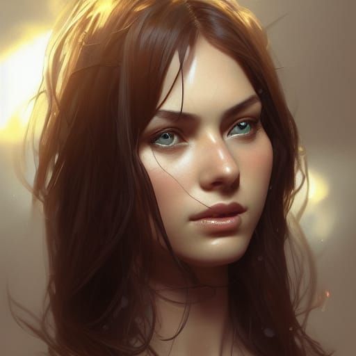 Detailed Portrait in Art Nouveau Style