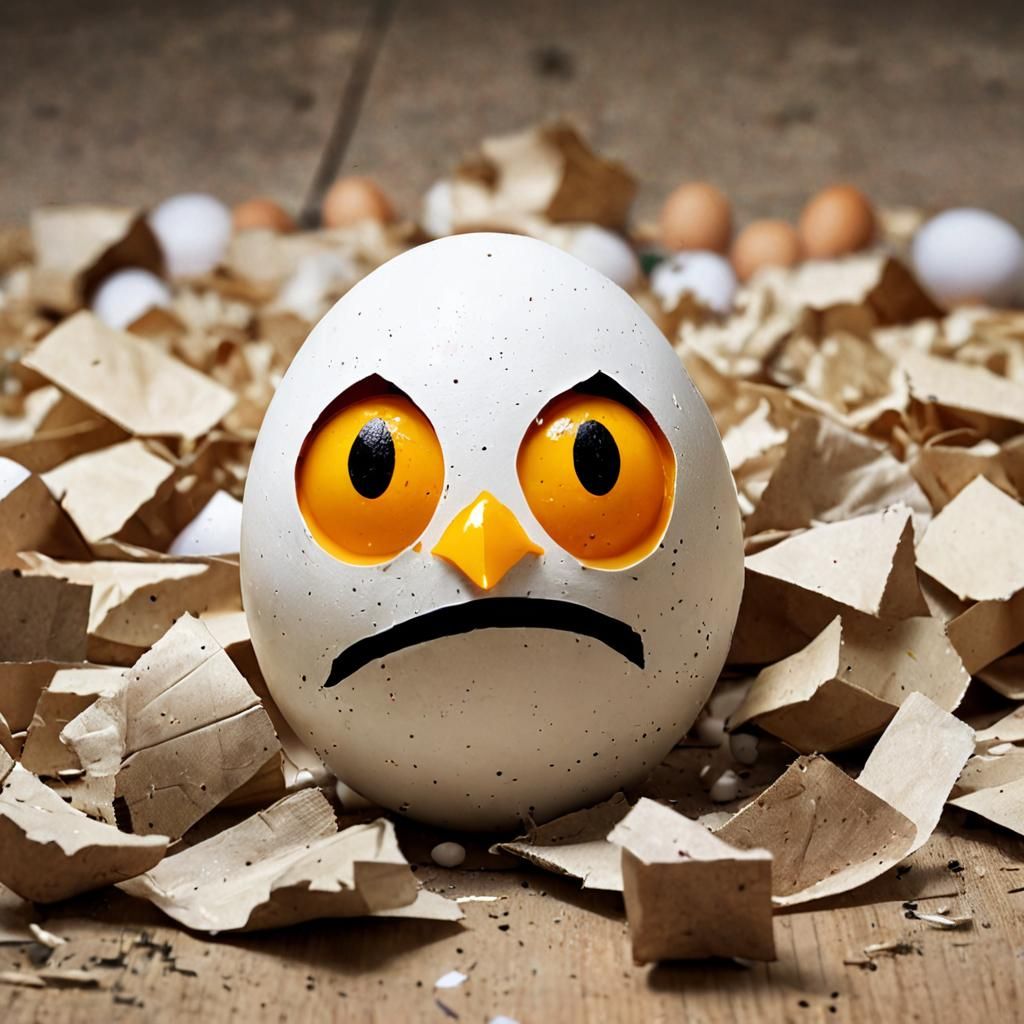 Surreal AI Image of Egg, Fear, and Garbage