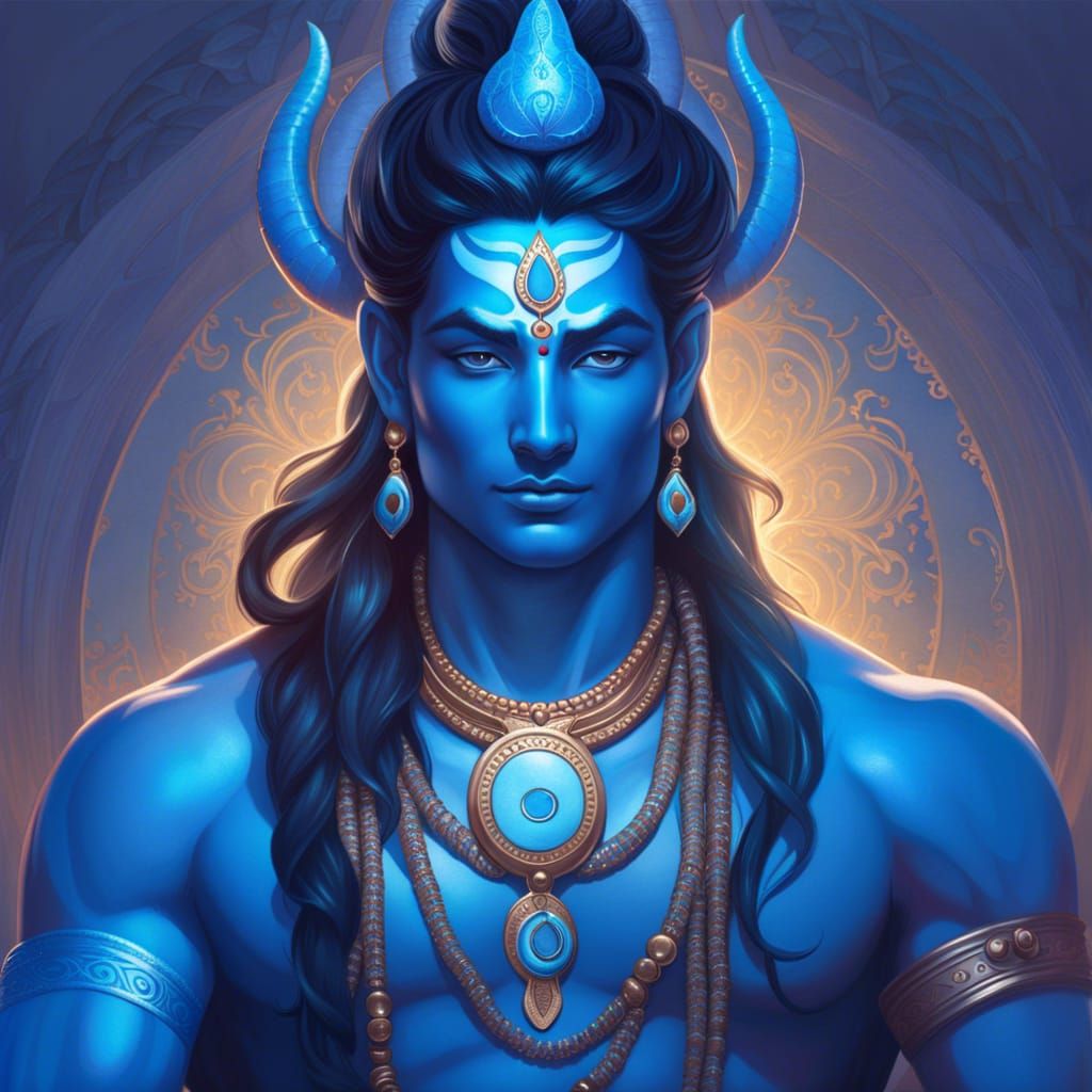 Shiva Portrait in Hyperdetailed Splash Art Style