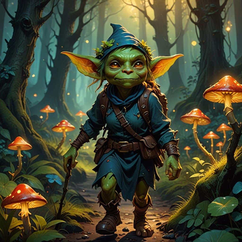 Female Goblin Hikes in Enchanted Forest