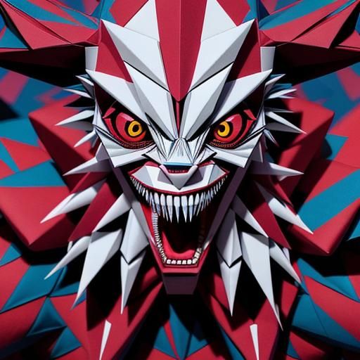 Creepy Origami Monster with Huge Teeth