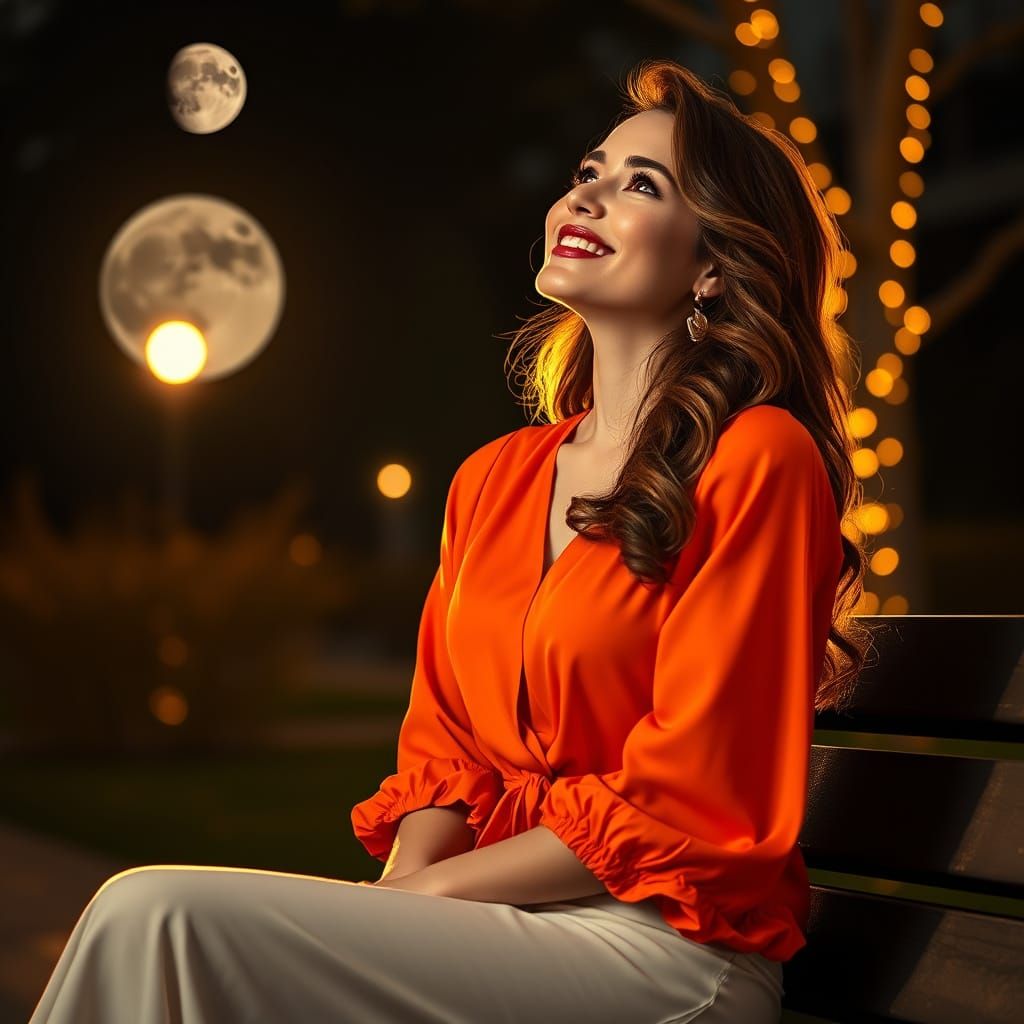 Woman with Stylish Smile in Art Nouveau Style