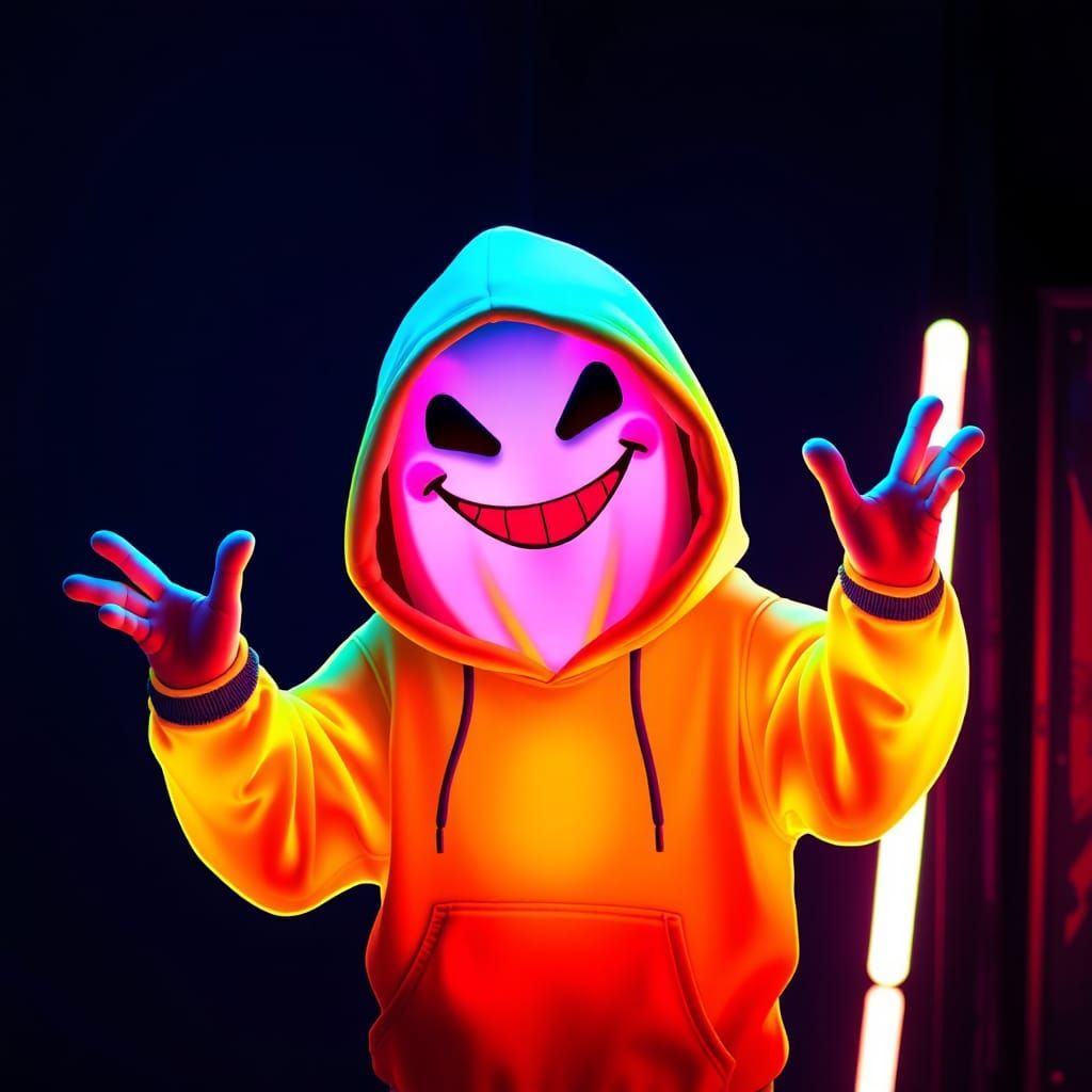 Ethereal Ghost in Fluorescent Hoodie