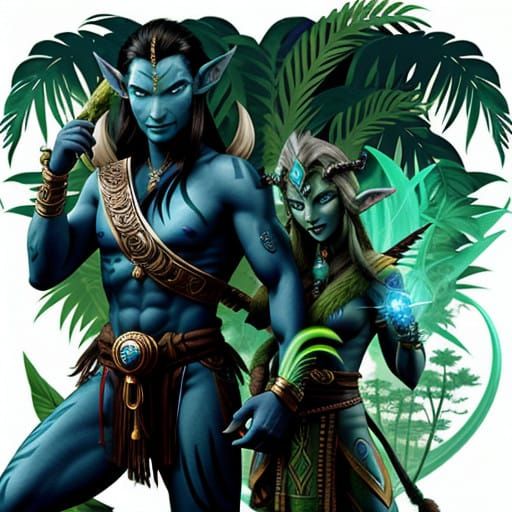 Majestic Alien Chieftain in Ancient Jungle