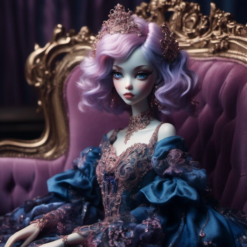 Surreal 80s Portrait of Pink and Purple Doll