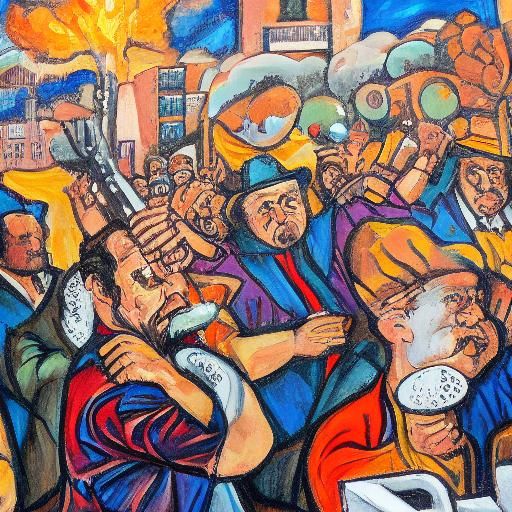 Oktoberfest Protester: Expressive Portrait in Triadic Colors