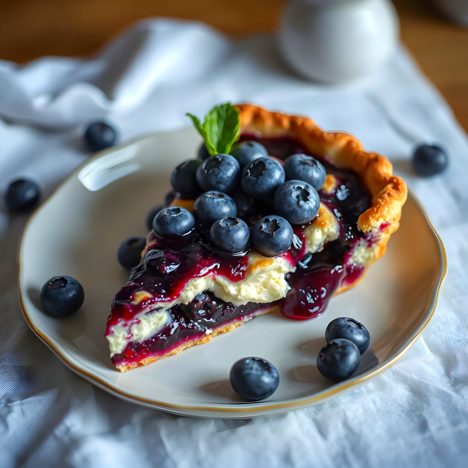 Vintage Finnish Blueberry Pie in Warm Light