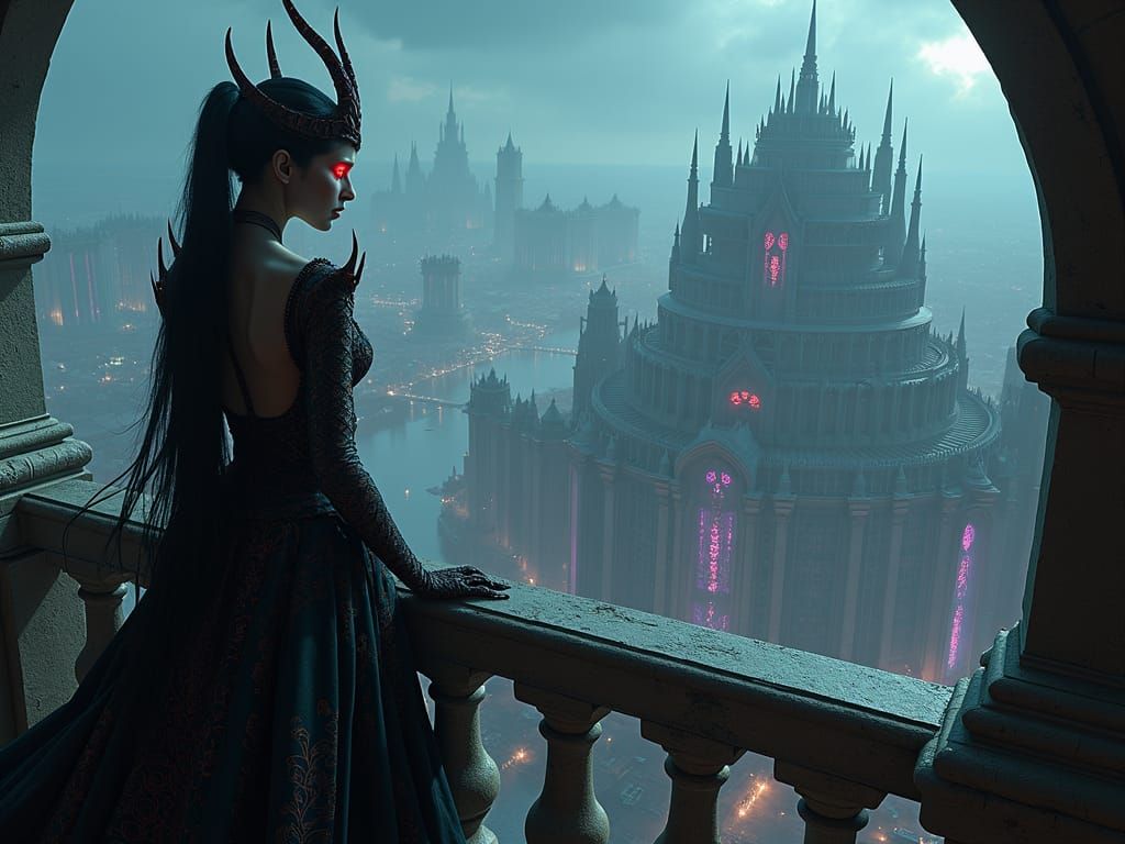 Lady of Pain Hyperrealistic Portrait in Dark Fantasy Style