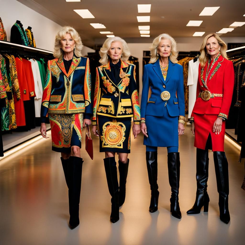 Businesswomen in Versace Suits in Clothing Store