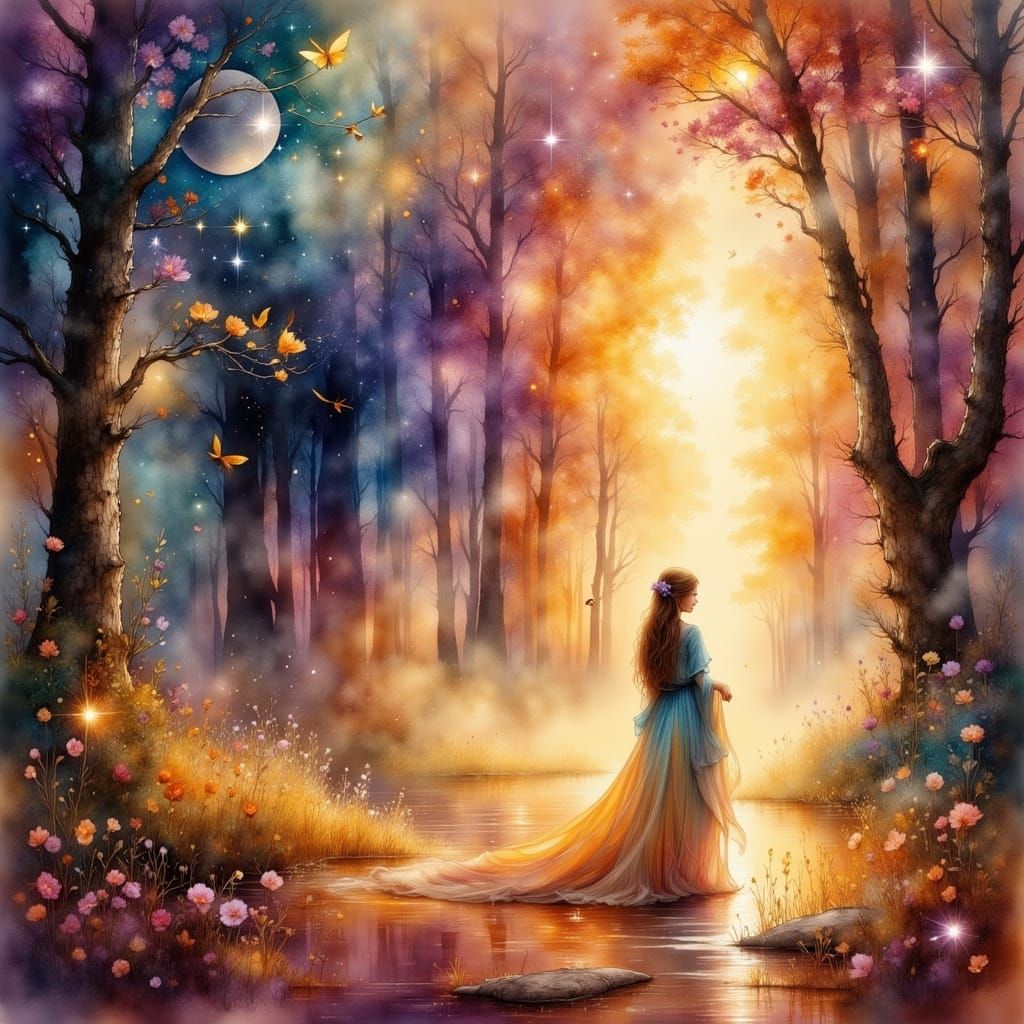 Doodleblend, transcends, Illuminated, vermilion, 🪭🎻🥖🦋, i...