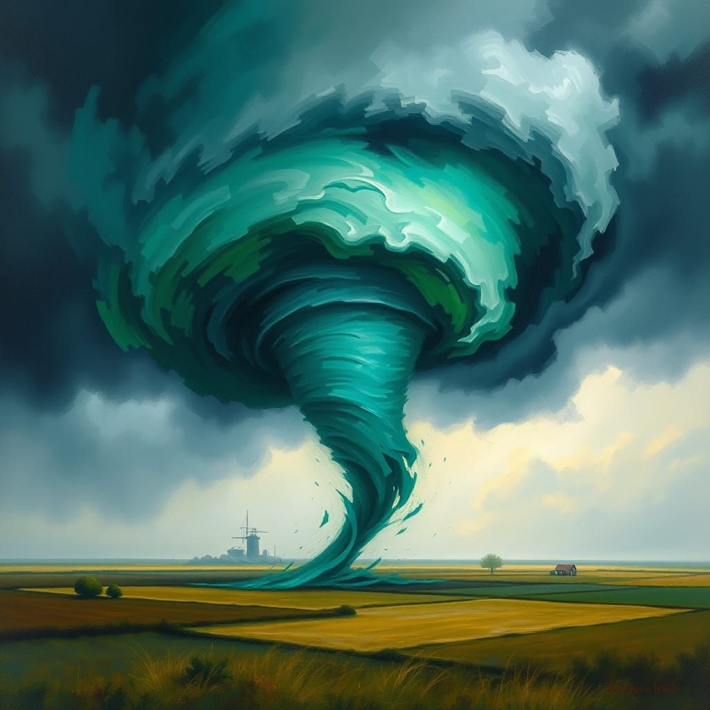 Emerald Tornado Unleashes Fury on Rural Landscape
