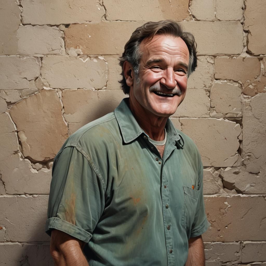 Robin Williams laughing.