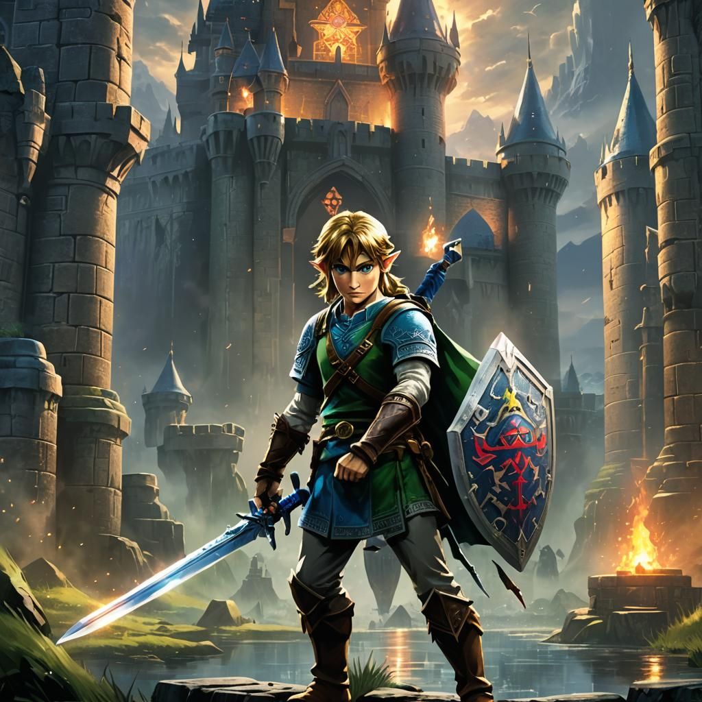 Link with Master Sword: Hyperrealistic Concept Art