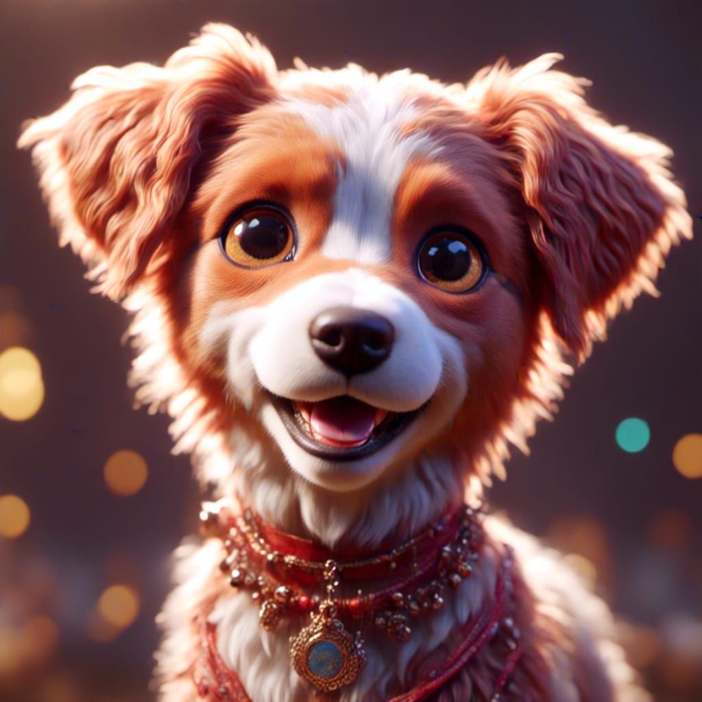 Adorable 3D Render of a Cute Smiling Dog