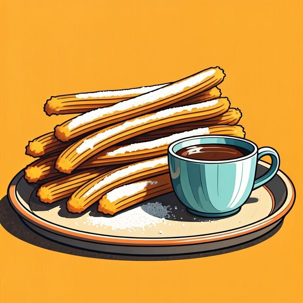 Golden Churros in a Vibrant Basquiat-Inspired Setting