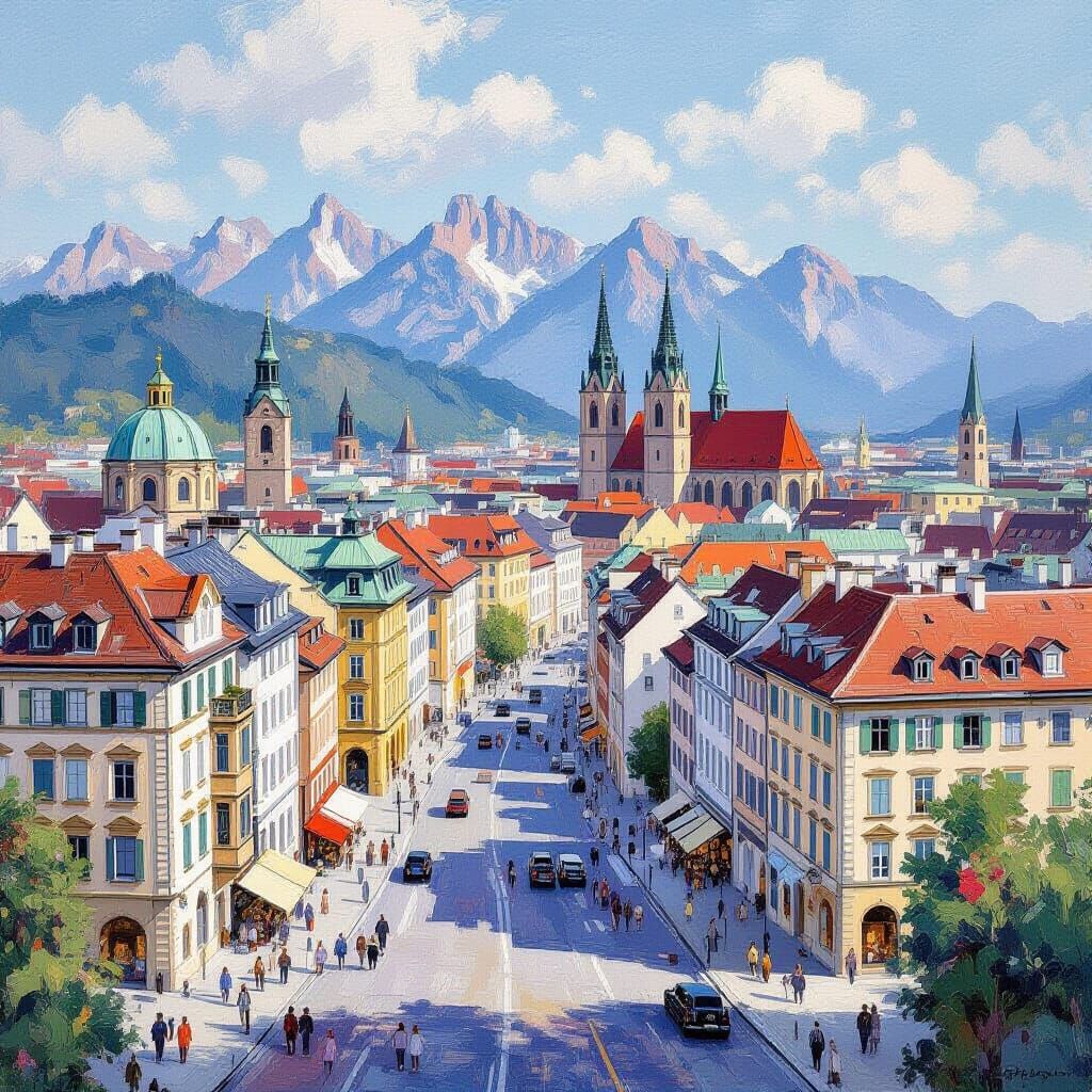 Munich Cityscape in Impressionist Style