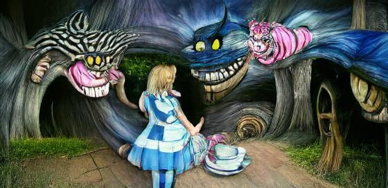 Whimsical Cheshire Cat Encounter in Wonderland