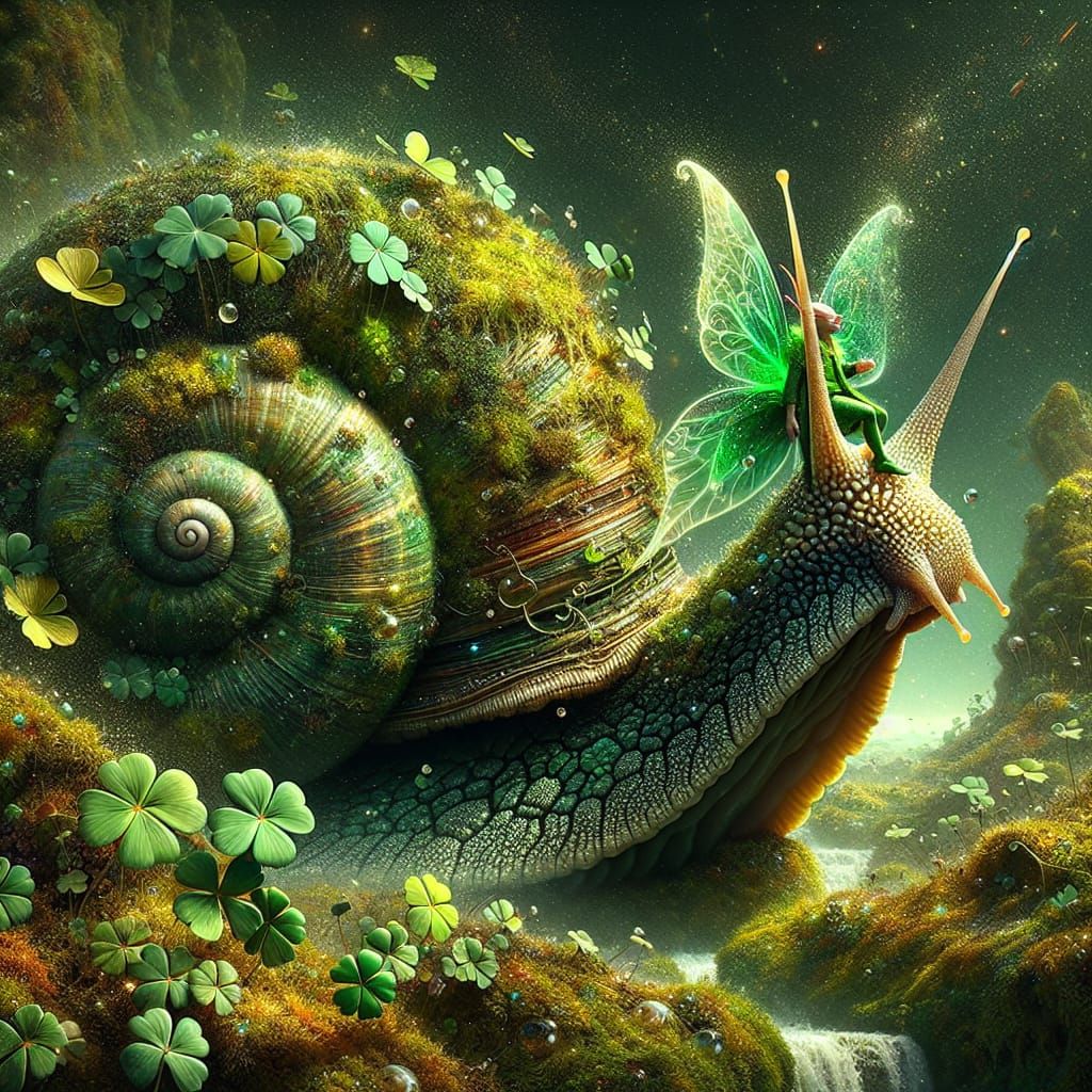 Majestic Giant Snail and Fairy Companion