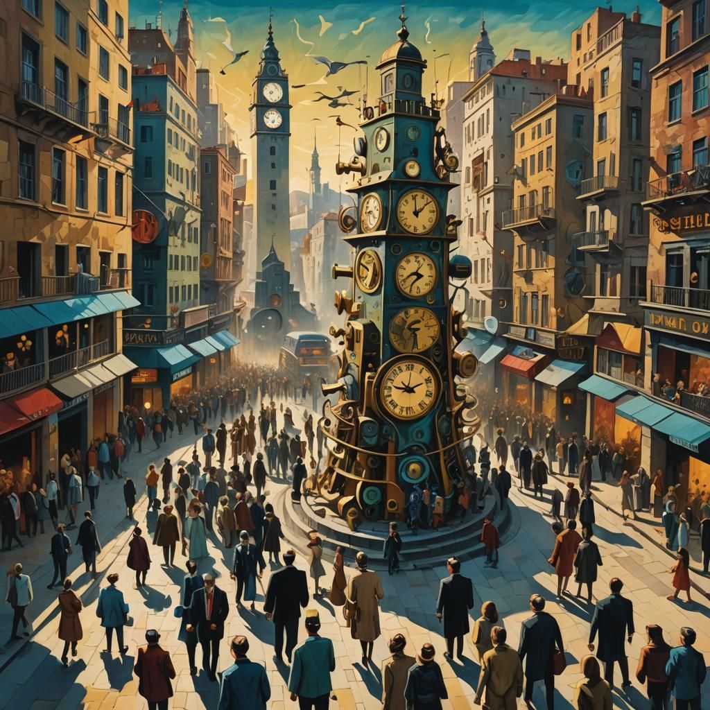 Surreal Cityscape Inspired by De Chirico and Dali