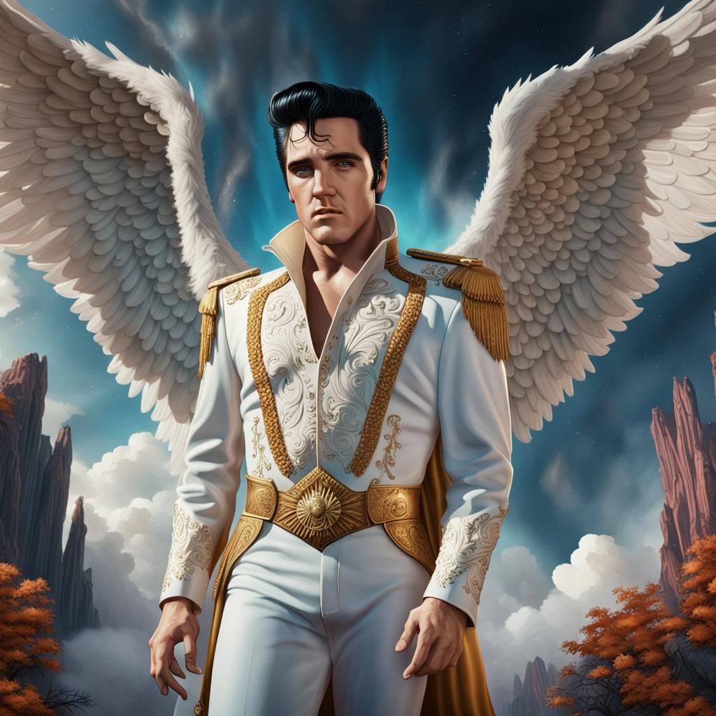 Elvis Presley in Heaven: Detailed Matte Painting