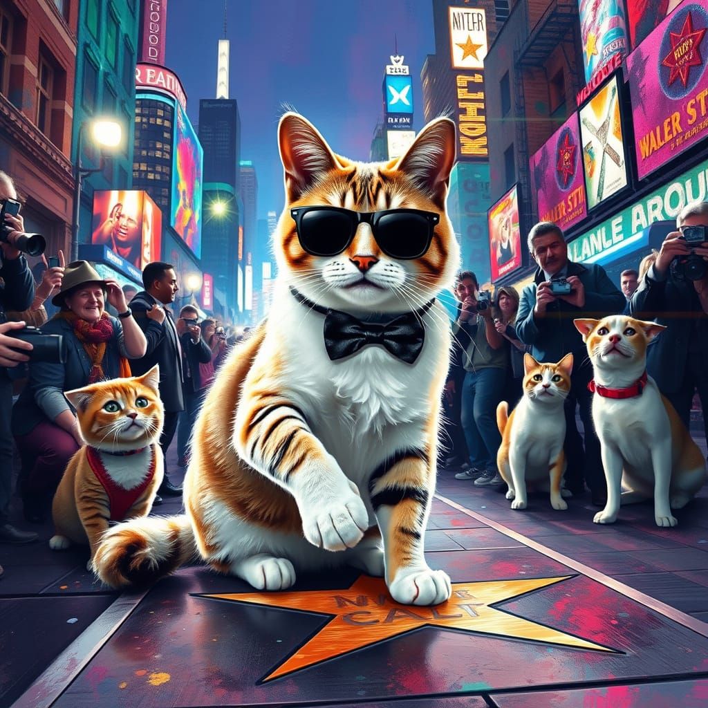 Glamorous Feline Icon Leaves Paw Print at Whisker Walk of Fa...