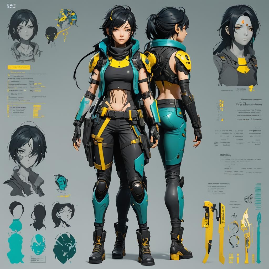 Apocalyptic Survivor Character Sheet in 3D Anime Style
