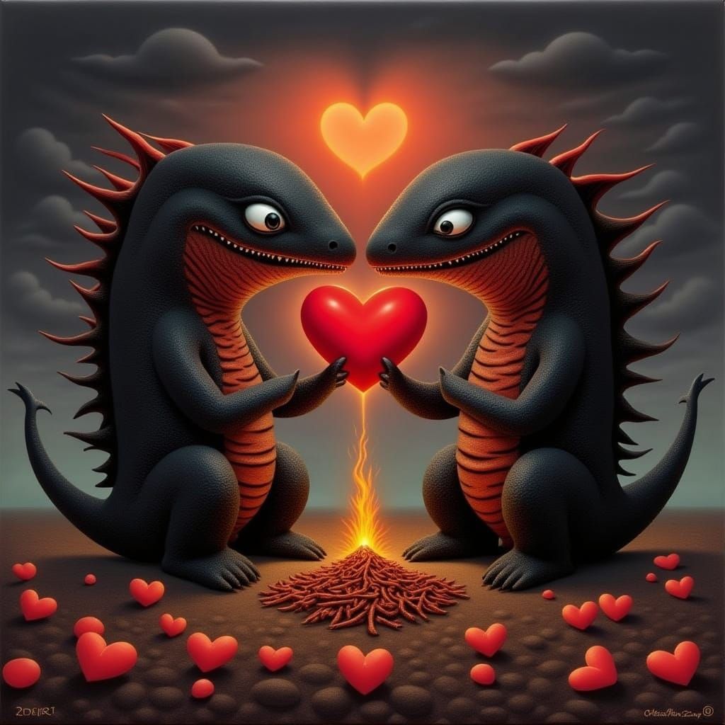 Romantic Lava Creatures Eruption of Love