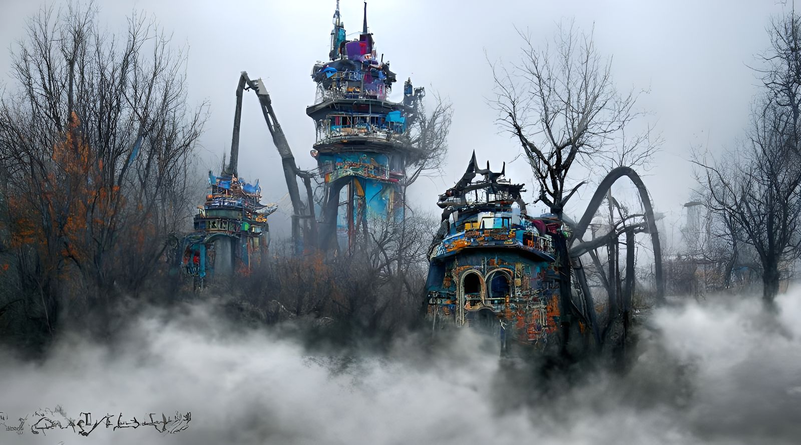 Eerie Abandoned Theme Park in Hyperrealism