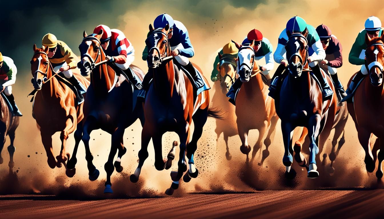 Vintage Horse Race at British Racecourse: Hyperrealistic Art