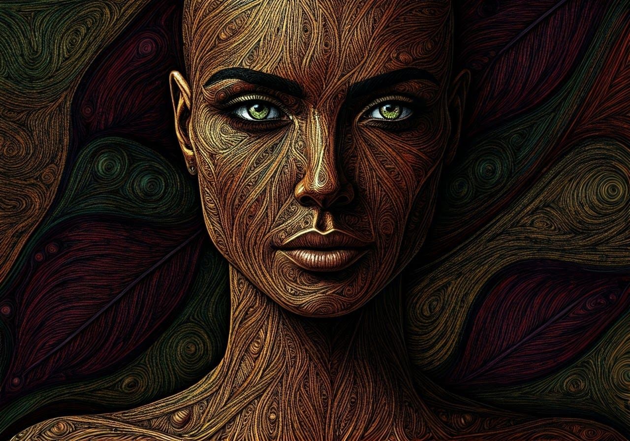 Portrait Embroidery on Lasercut Wood