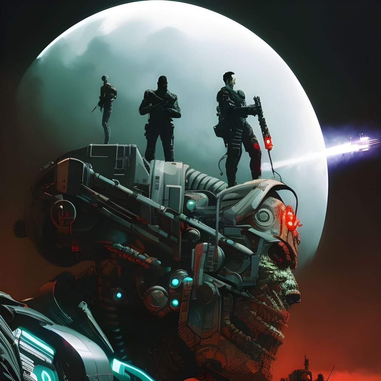 Cyborg Villain: Double Exposure Collage Art