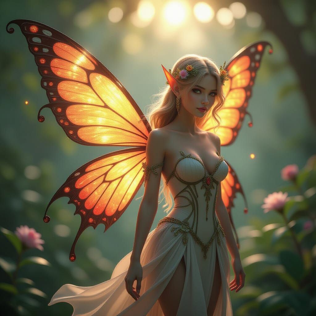 Sun Kissed Fairy in Fantastical Matte Painting Style