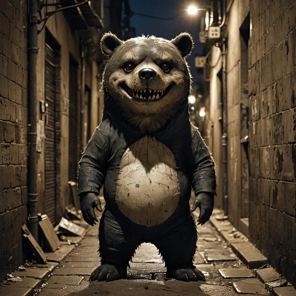 Demonic Cyborg Bear-Shark Portrait in Volcanic Hyperspace