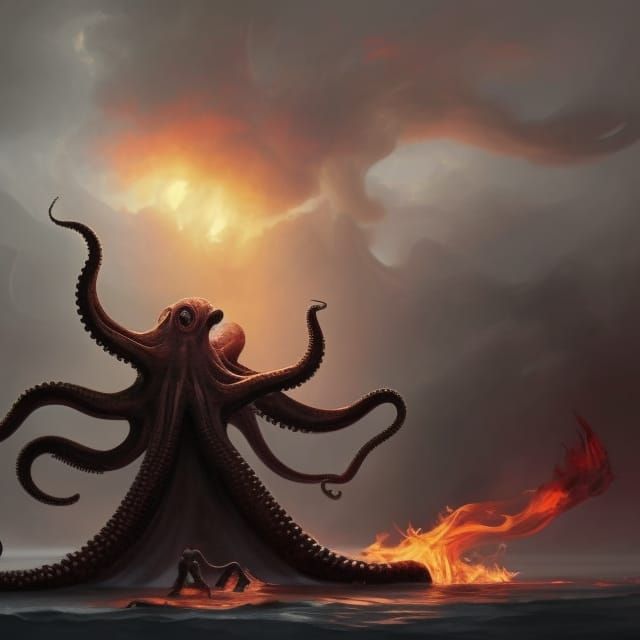 Octopus God Dark Fantasy Concept Art