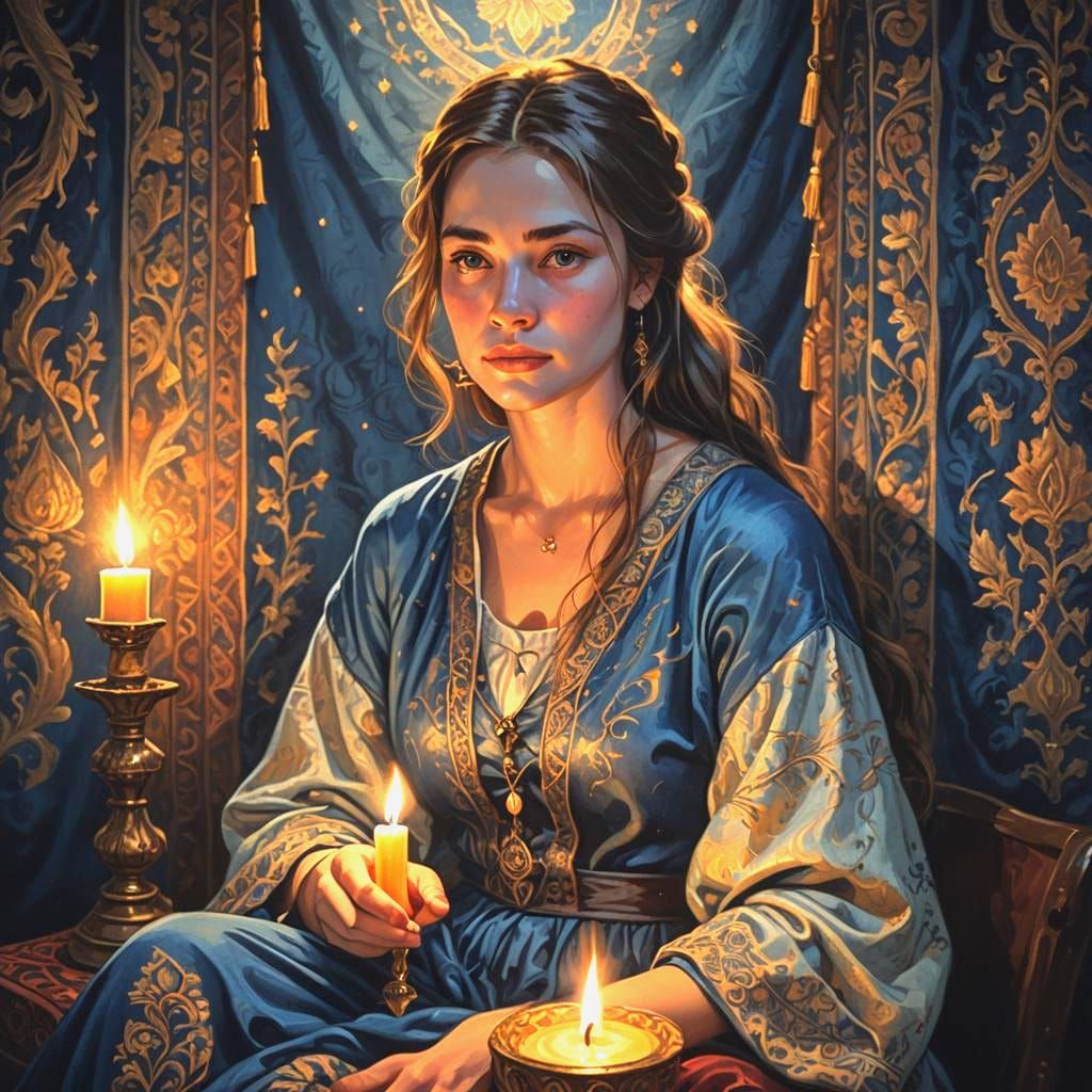 Woman in Candlelight: A Vermeer-Inspired Portrait