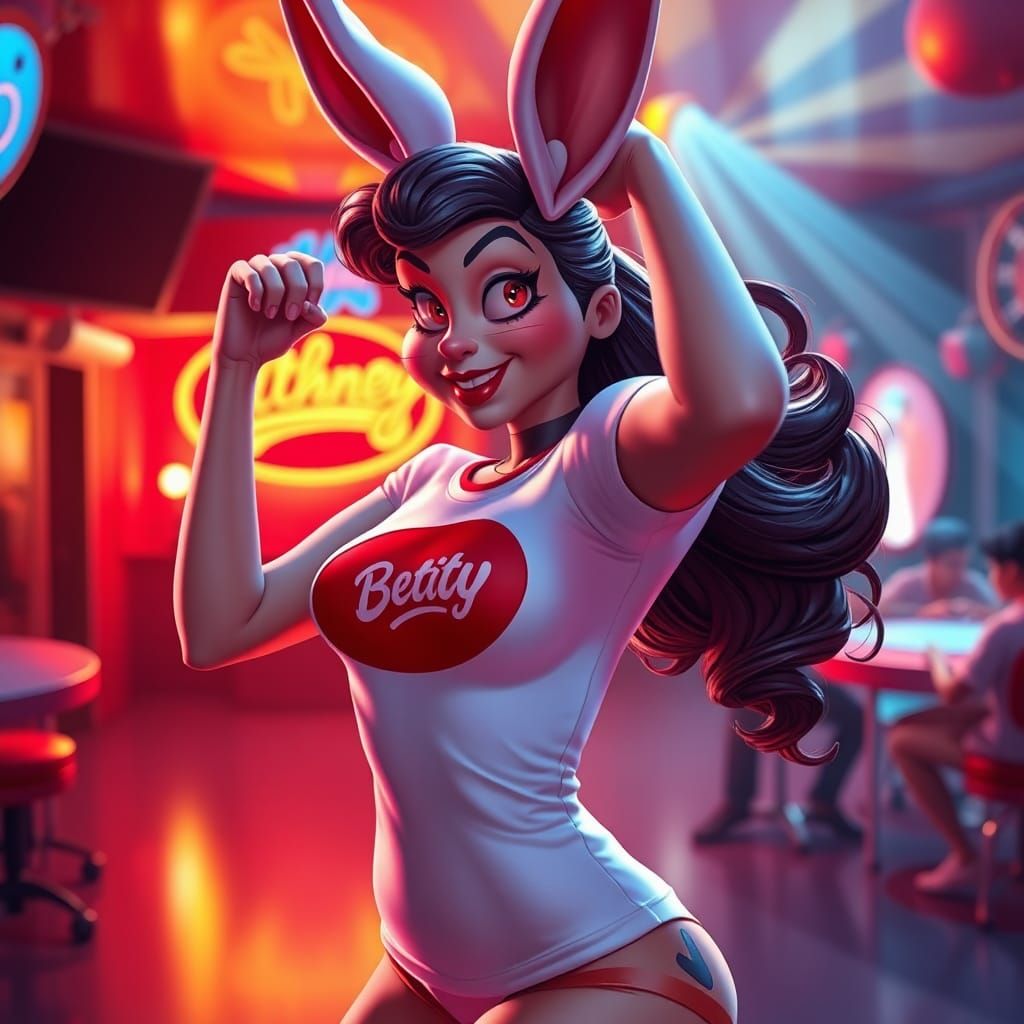 Jessica Rabbit Dances in Toon Town, Digital Art