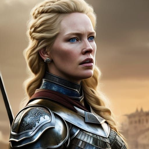 Beautiful Armored Knight Portrait in Hyperdetailed Style