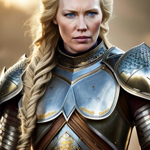 Beautiful Armored Knight Portrait in Hyperdetailed Style