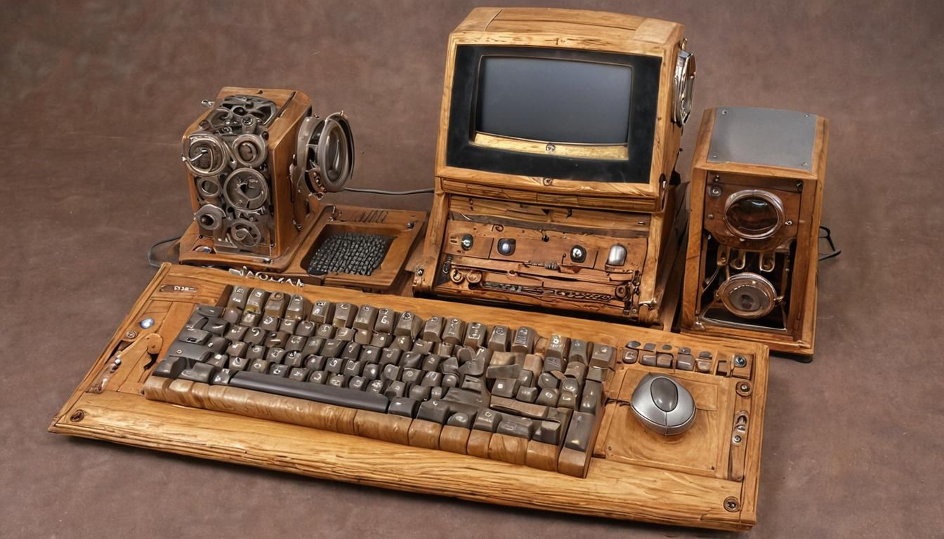 Steampunk Wooden IBM PC with Engine