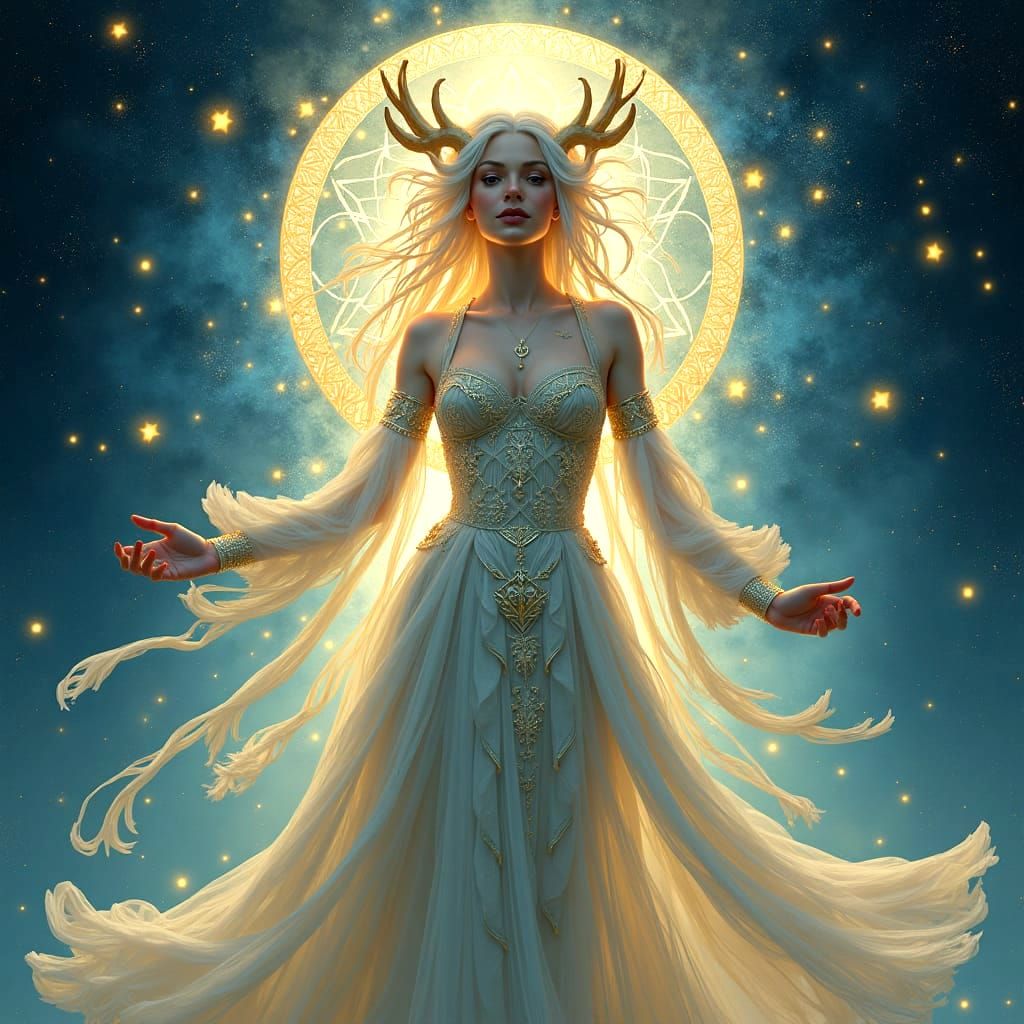 Norse Goddess in Sacred Geometry Style