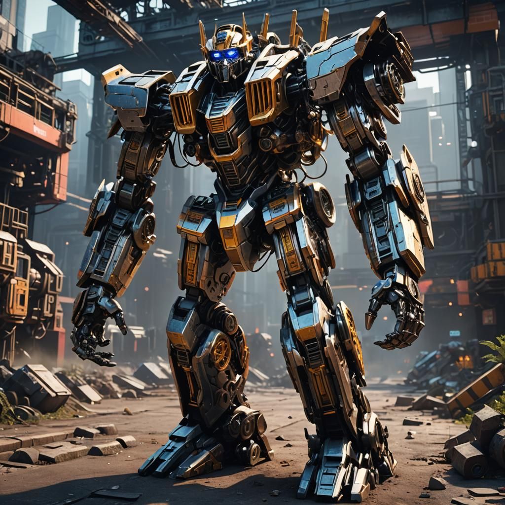 Futuristic Transformer Mech in Sci-Fi Cinematic Style
